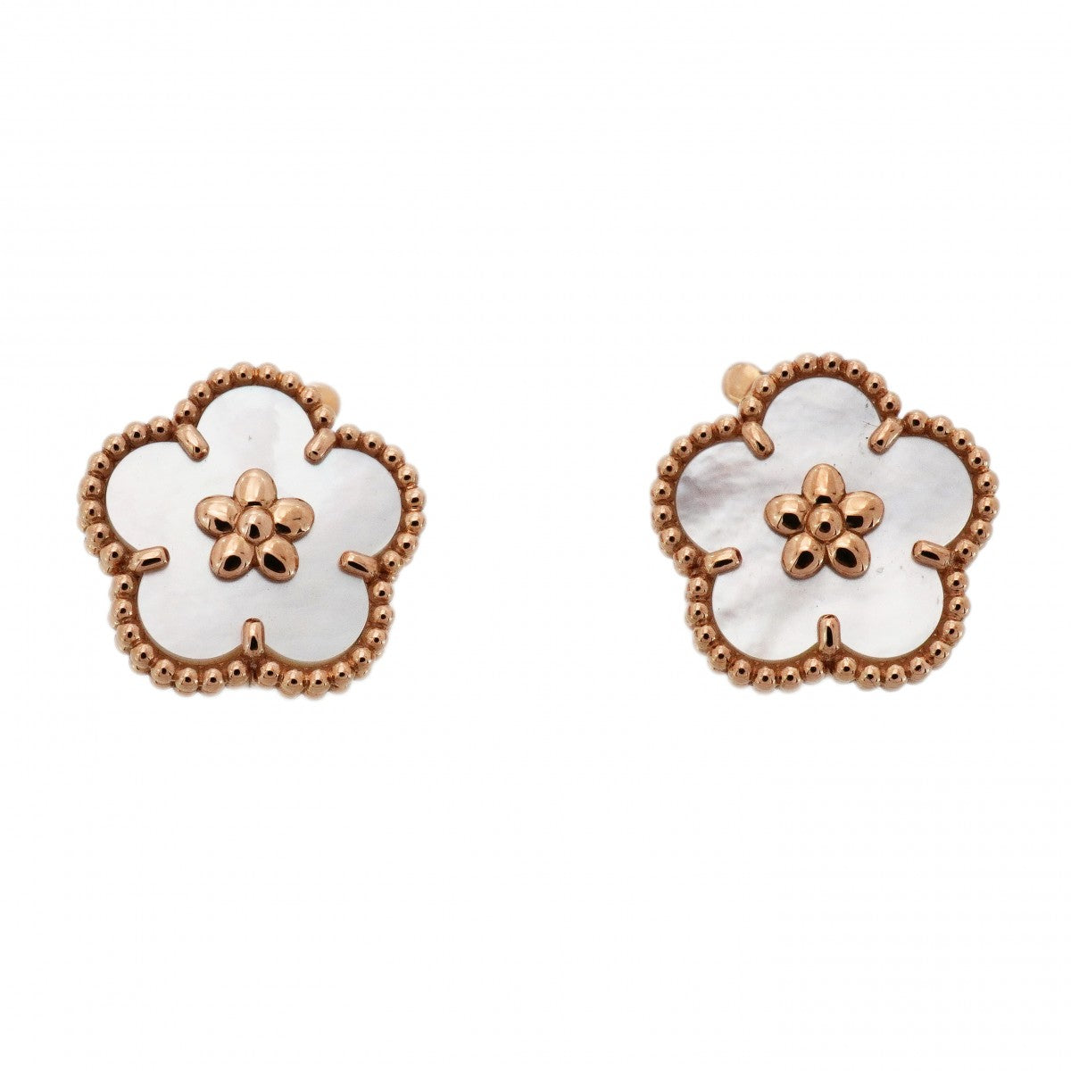 ★在庫処分★最終価格★SALE【6jdb0238】ヴァンクリーフ＆アーペル ピアス ラッキースプリング K18PG ピンクゴールド マザーオブパール【中古】レディース