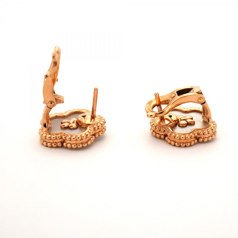 ★在庫処分★最終価格★SALE【6jdb0238】ヴァンクリーフ＆アーペル ピアス ラッキースプリング K18PG ピンクゴールド マザーオブパール【中古】レディース
