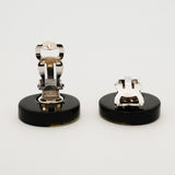 ★在庫処分★最終価格【6jdb0241-k】シャネル イヤリング ココマーク 丸型 サークル メタル ラインストーン シルバー ブラック【中古】レディース
