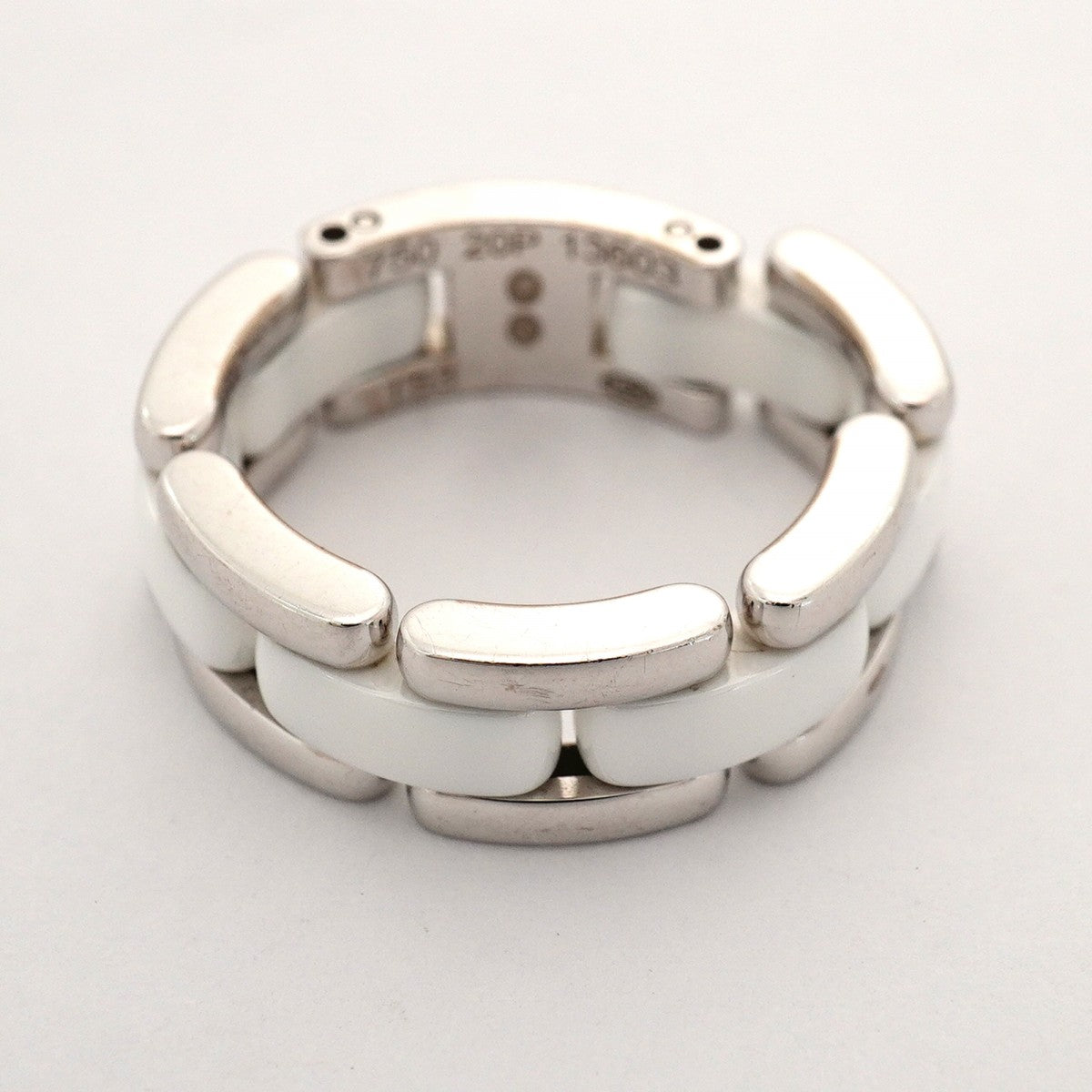 【6jdb0274】シャネル リング ウルトラコレクション K18WG ホワイトゴールド セラミック ホワイト ＃53【中古】レディース