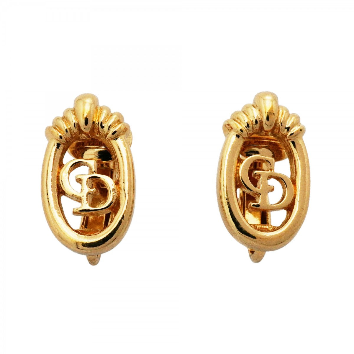★SALE【6jdb0349-k】クリスチャンディオール イヤリング CDロゴ GPメッキ ゴールド【中古】レディース