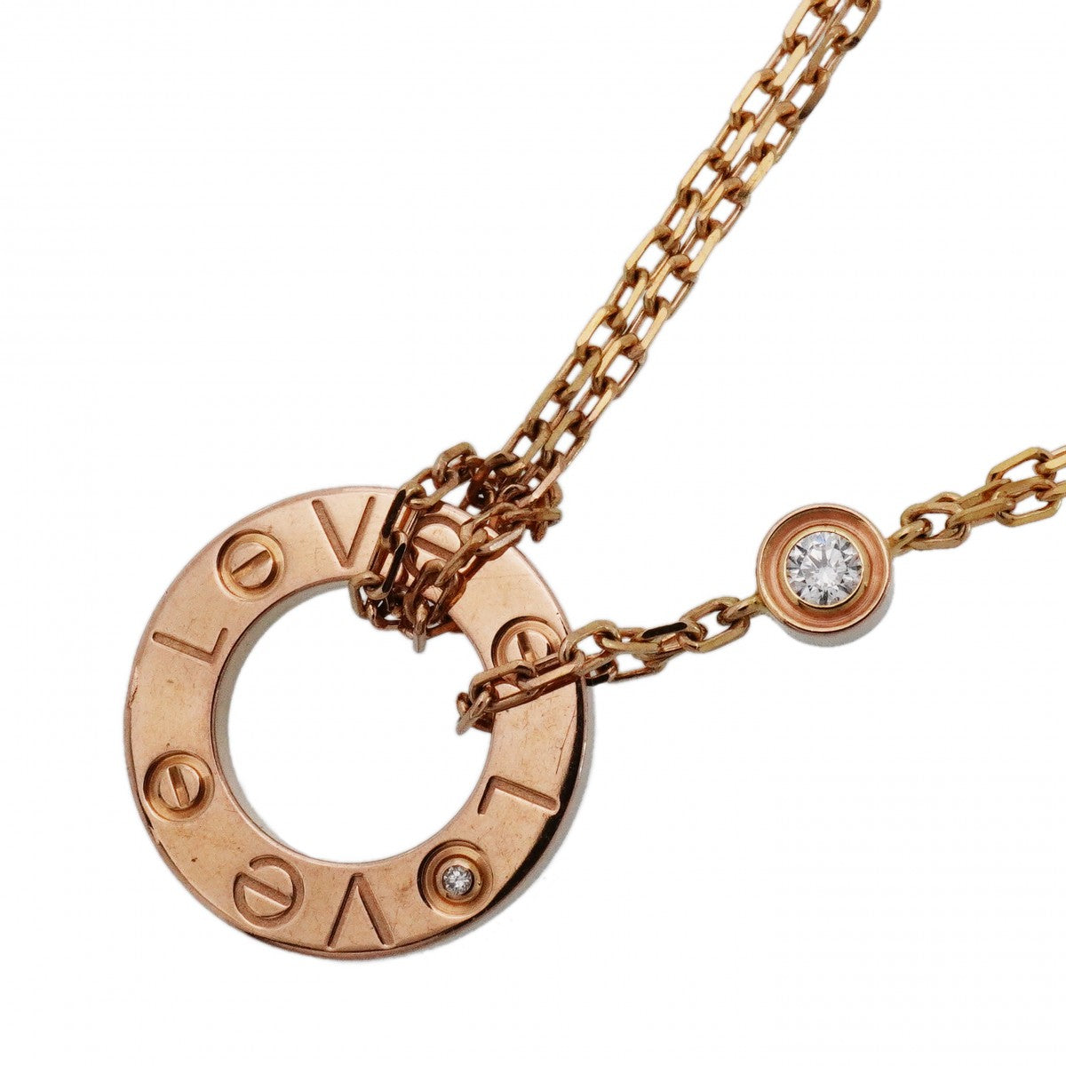 ★在庫処分★最終価格【6jdb0415-25】カルティエ ネックレス ラブサークル 2PD K18PG ピンクゴールド ダイヤモンド【中古】レディース
