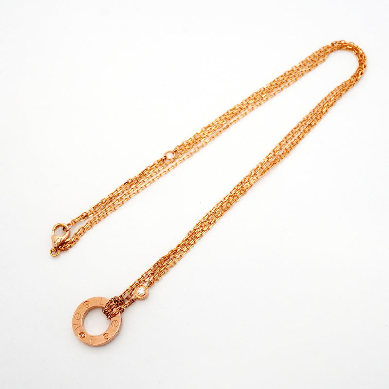 ★在庫処分★最終価格【6jdb0415-25】カルティエ ネックレス ラブサークル 2PD K18PG ピンクゴールド ダイヤモンド【中古】レディース