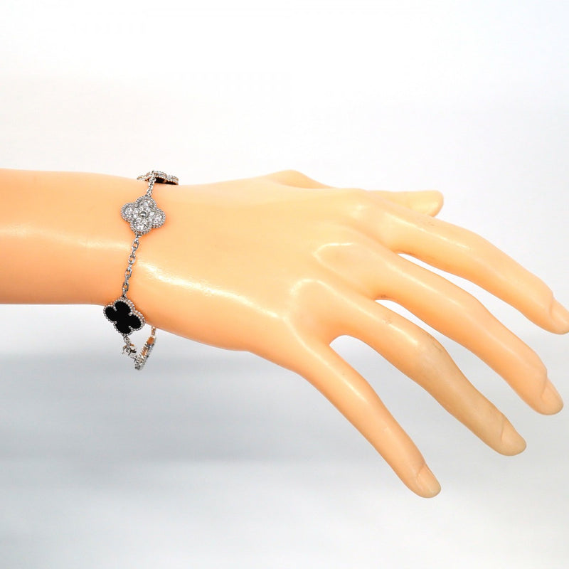 ★在庫処分★最終価格★SALE【6jdb0415-31】ヴァンクリーフ＆アーペル ブレスレット ヴィンテージ アルハンブラ K18WG ホワイトゴールド ダイヤモンド オニキス ブラック【中古】レディース