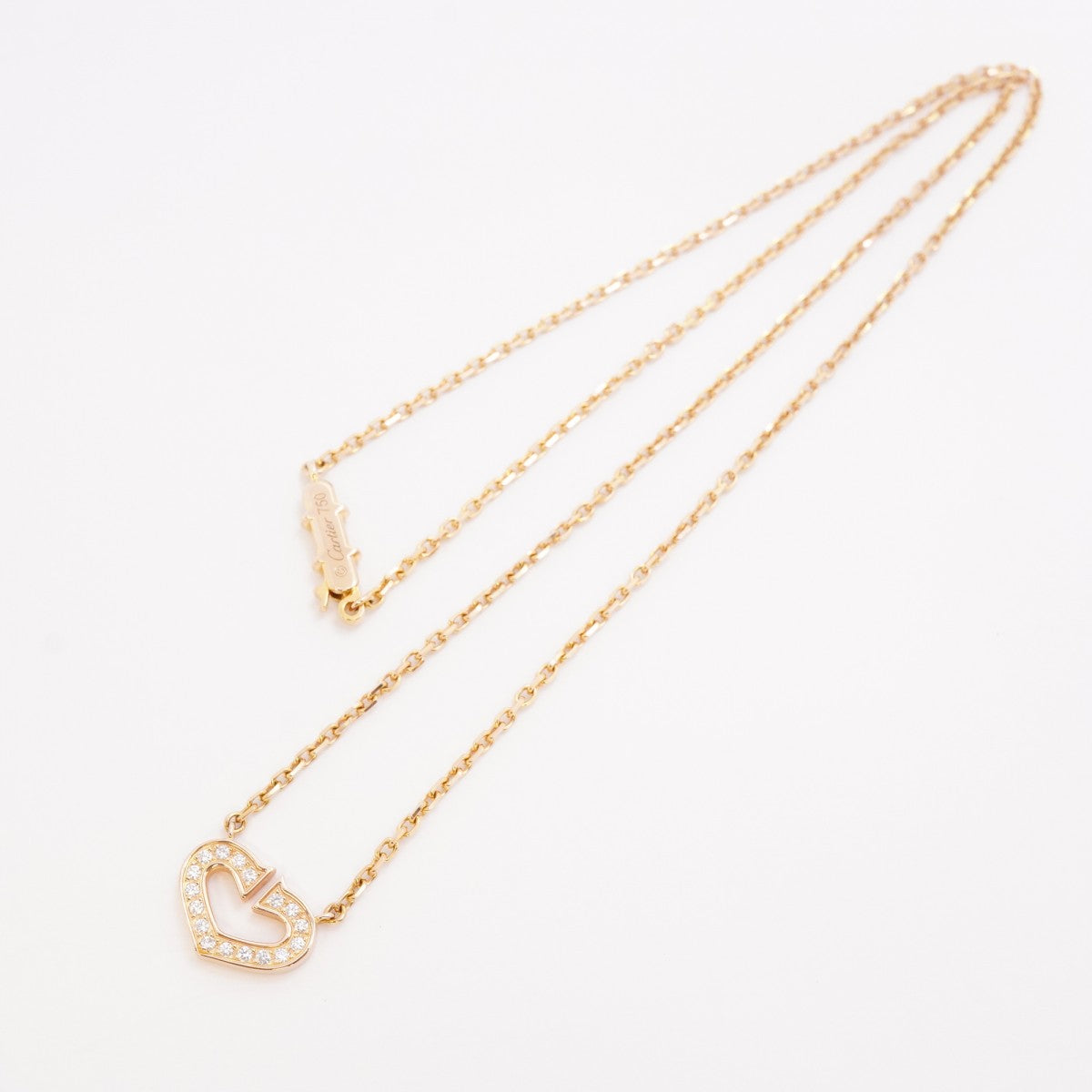 ★最終価格【6jdb0427-09】カルティエ ネックレス Cハート K18PG ピンクゴールド ダイヤモンド【中古】レディース