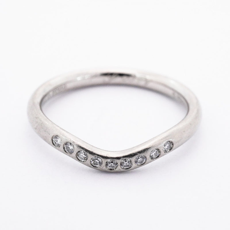 ★最終価格【6jdb0427-27】ティファニー リング カーブドバンド Pt950 プラチナ ダイヤモンド 9号【中古】レディース