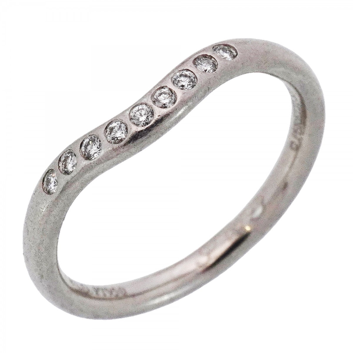 ★最終価格【6jdb0427-27】ティファニー リング カーブドバンド Pt950 プラチナ ダイヤモンド 9号【中古】レディース