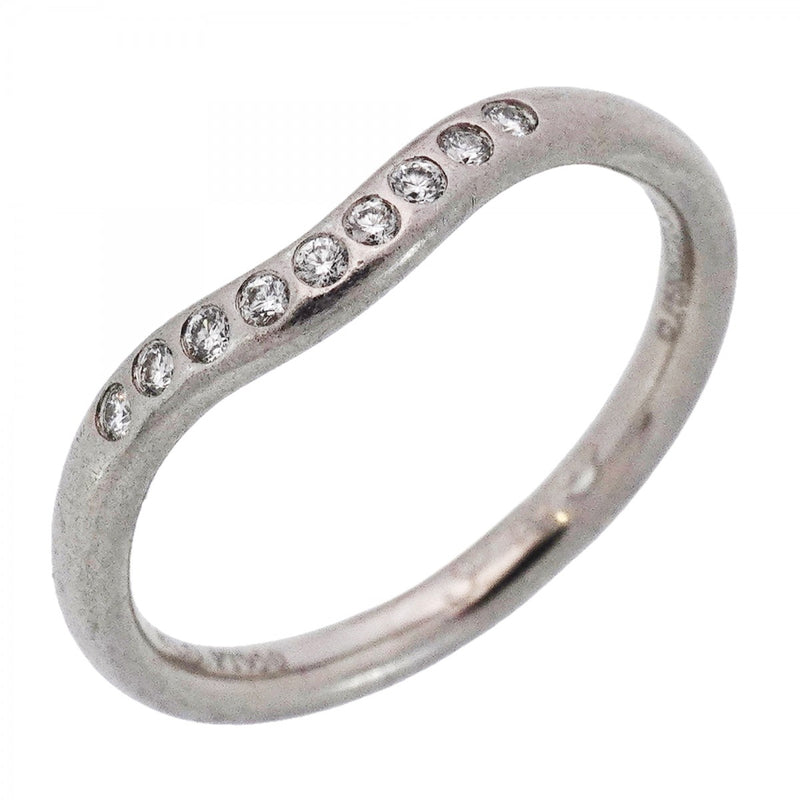 ★最終価格【6jdb0427-27】ティファニー リング カーブドバンド Pt950 プラチナ ダイヤモンド 9号【中古】レディース