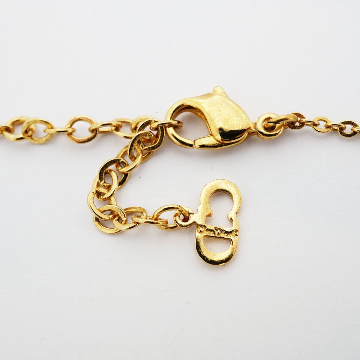 ★SALE【6jdb0543】クリスチャンディオール ネックレス ディオールロゴ GPメッキ ラインストーン ゴールド【中古】レディース