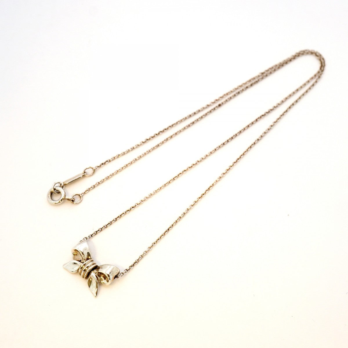 【6jdb0740-k】ティファニー ネックレス リボンモチーフ シルバー925【中古】レディース