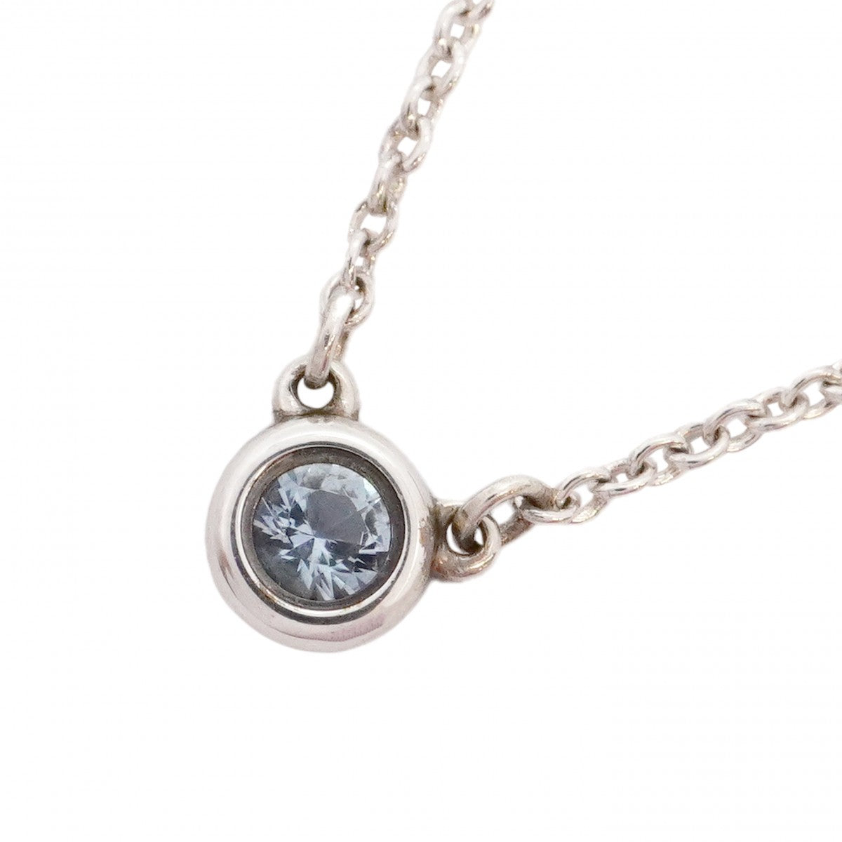 【6jdb0750-k】ティファニー ネックレス バイザヤード シルバー925 アクアマリン ブルー【中古】レディース