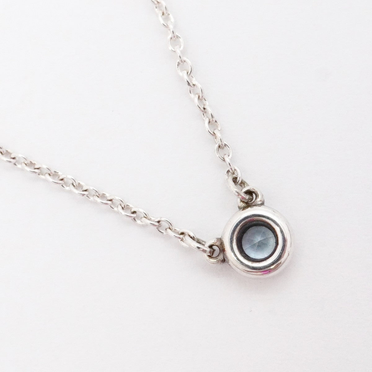 【6jdb0750-k】ティファニー ネックレス バイザヤード シルバー925 アクアマリン ブルー【中古】レディース