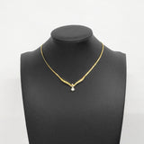 ★SALE【6jdb0782-k】クリスチャンディオール ネックレス Vトップ GPメッキ ラインストーン ゴールド【中古】レディース