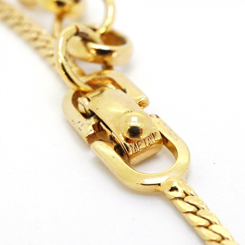 ★SALE【6jdb0782-k】クリスチャンディオール ネックレス Vトップ GPメッキ ラインストーン ゴールド【中古】レディース
