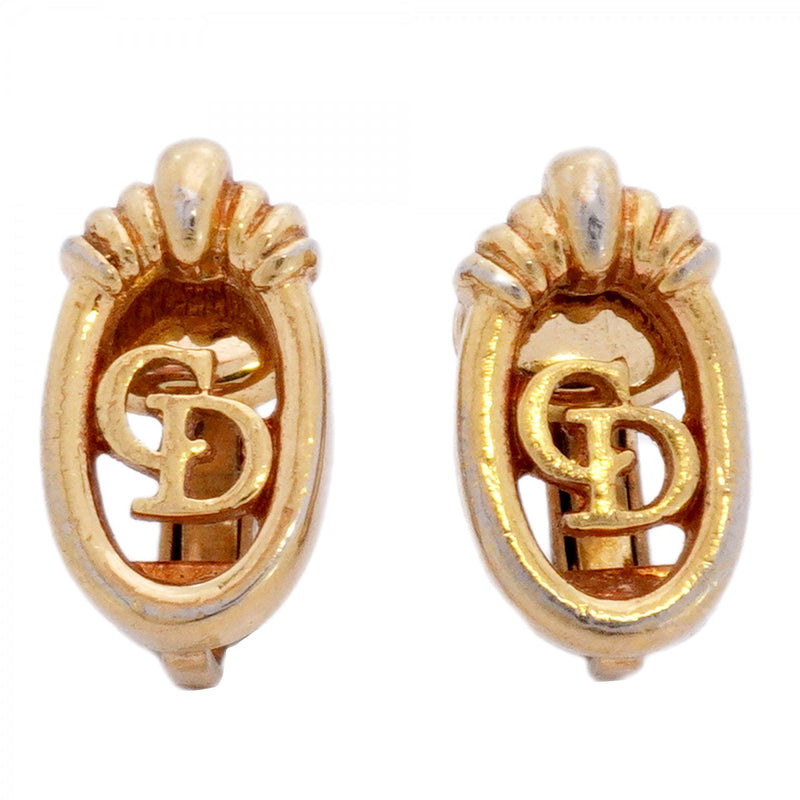 ★SALE【6jdb0878-k】クリスチャンディオール イヤリング CDロゴ GPメッキ ゴールド【中古】レディース