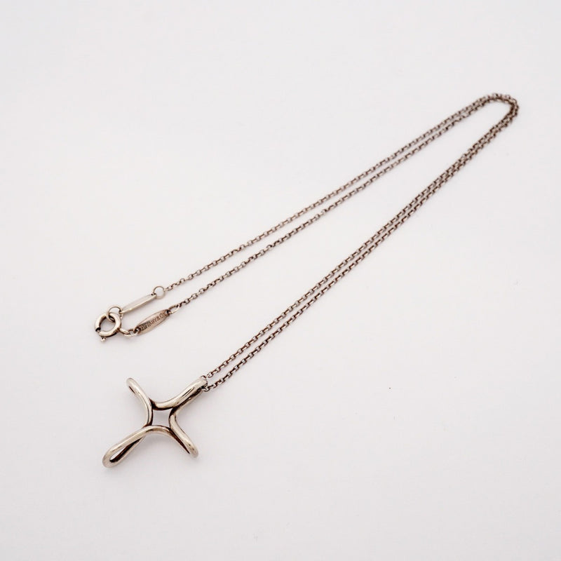 【6jdb0977】ティファニー ネックレス オープンクロス シルバー925【中古】レディース