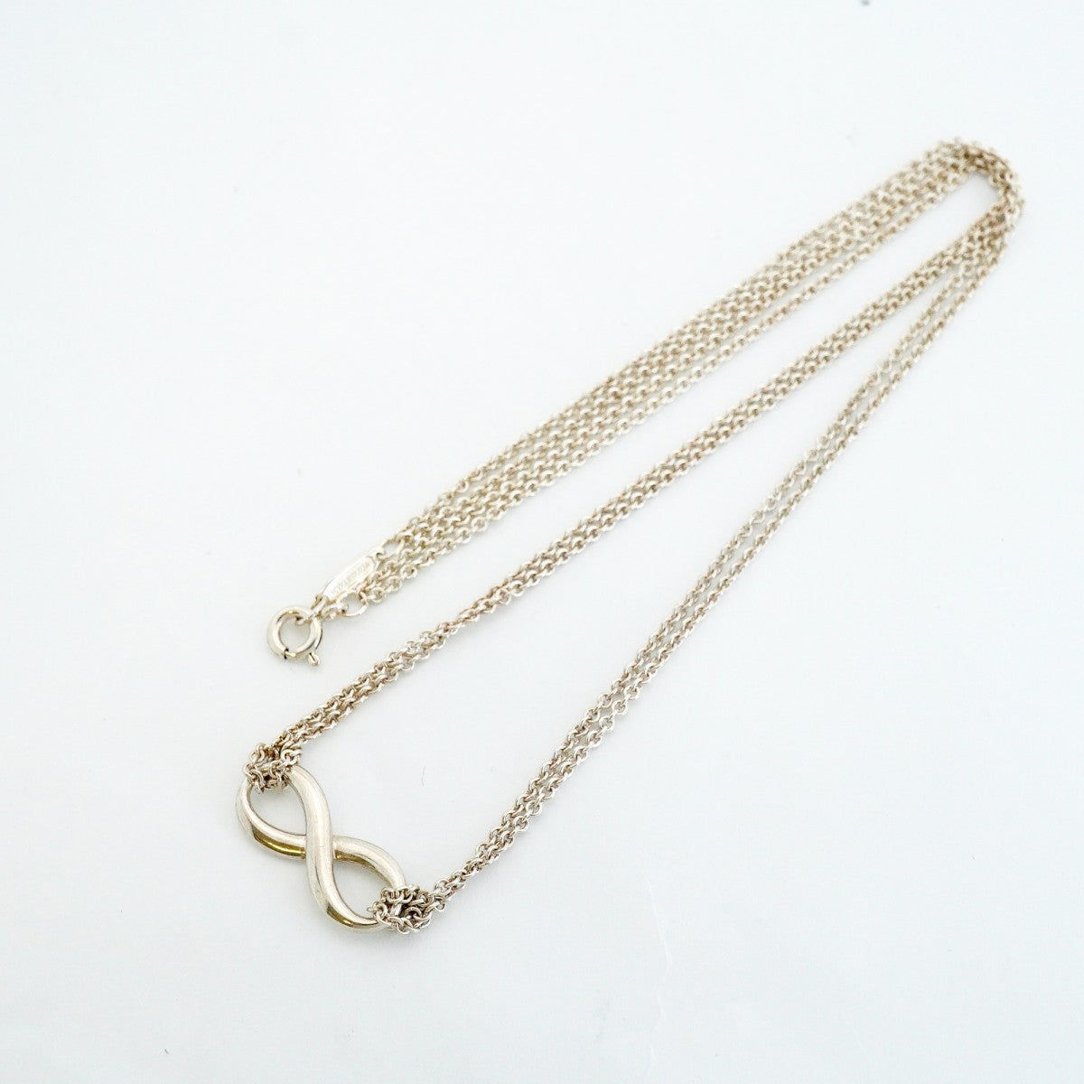 【6jfb0028-k】ティファニー ネックレス インフィニティ ダブルチェーン シルバー925【中古】レディース