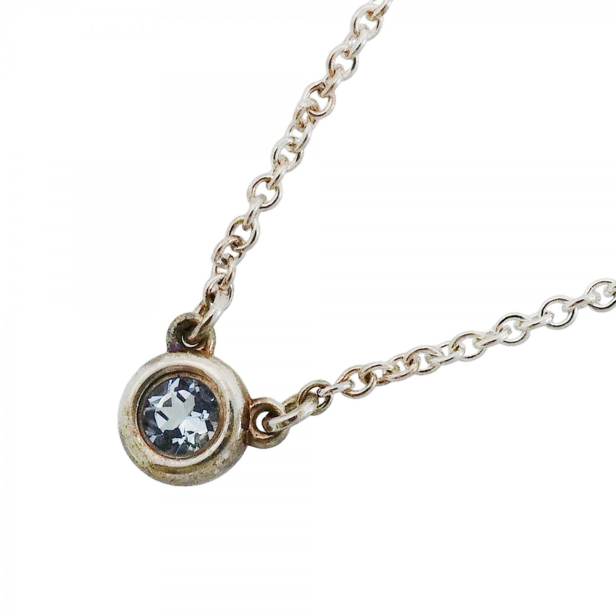 【6jfb0030-k】ティファニー ネックレス バイザヤード シルバー925 アクアマリン ブルー【中古】レディース