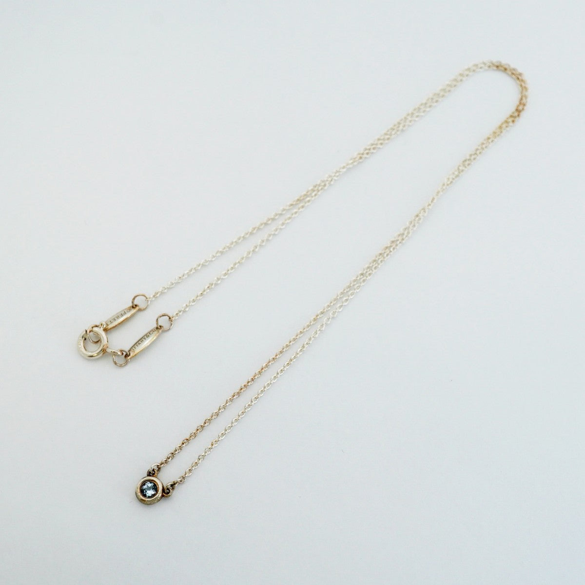【6jfb0030-k】ティファニー ネックレス バイザヤード シルバー925 アクアマリン ブルー【中古】レディース