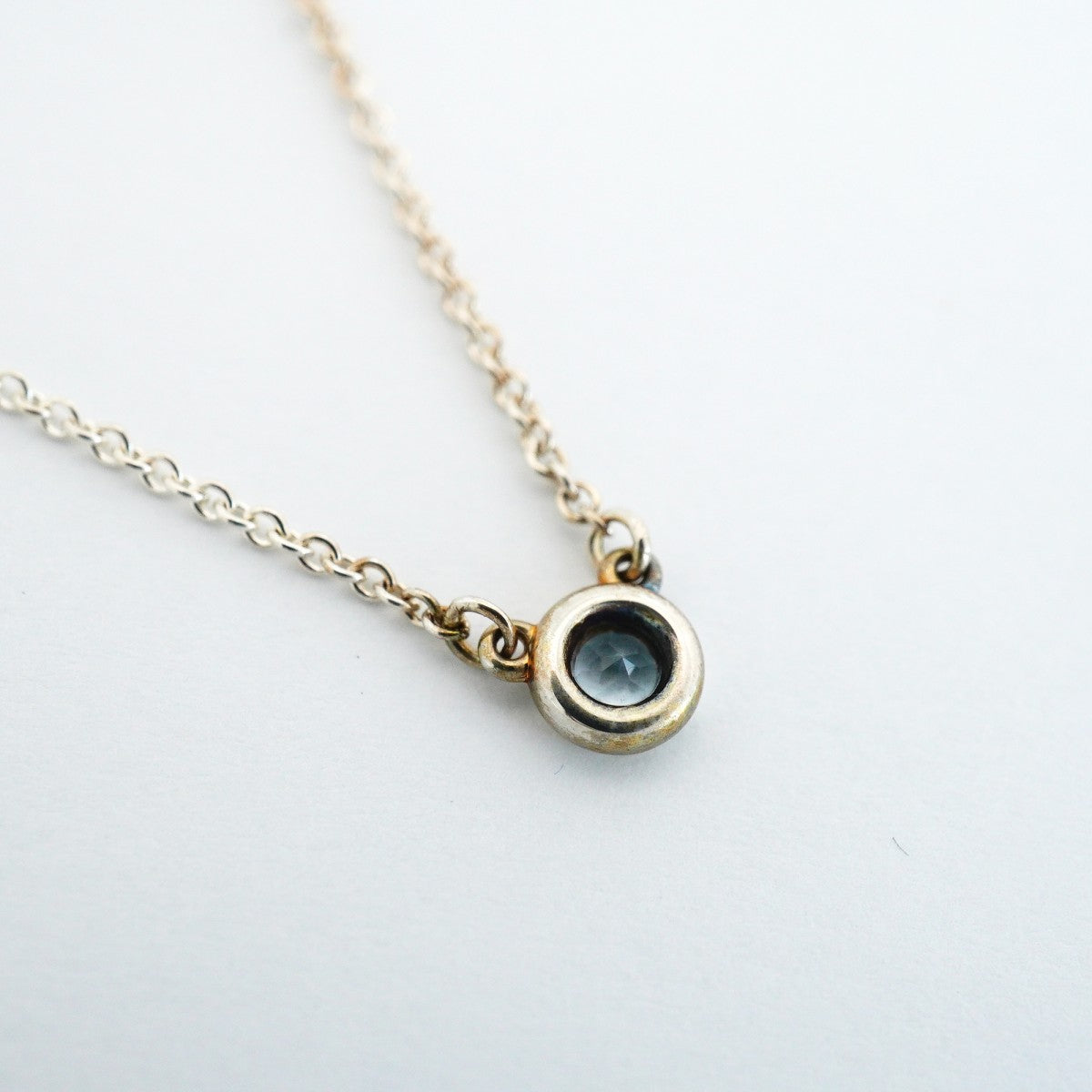 【6jfb0030-k】ティファニー ネックレス バイザヤード シルバー925 アクアマリン ブルー【中古】レディース