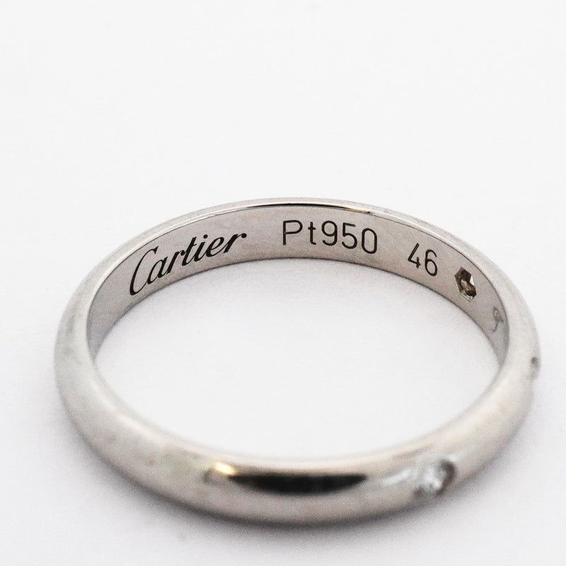 【6jeb0393】カルティエ リング クラシック 3PD Pt950 プラチナ ダイヤモンド ＃46【中古】レディース