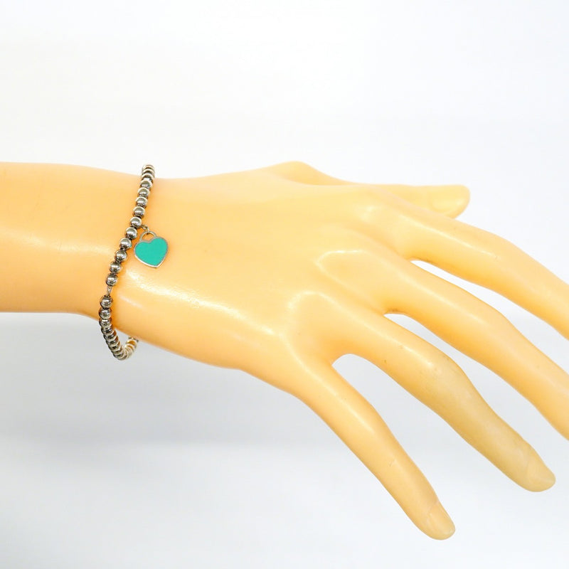【6jeb0574-k】ティファニー ブレスレット リターントゥハート/ボールチェーン シルバー925 ブルー【中古】レディース