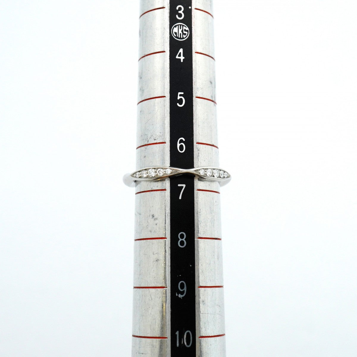 【6jeb0608】シャネル リング カメリア ハーフエタニティ Pt950 プラチナ ダイヤモンド ＃47【中古】レディース