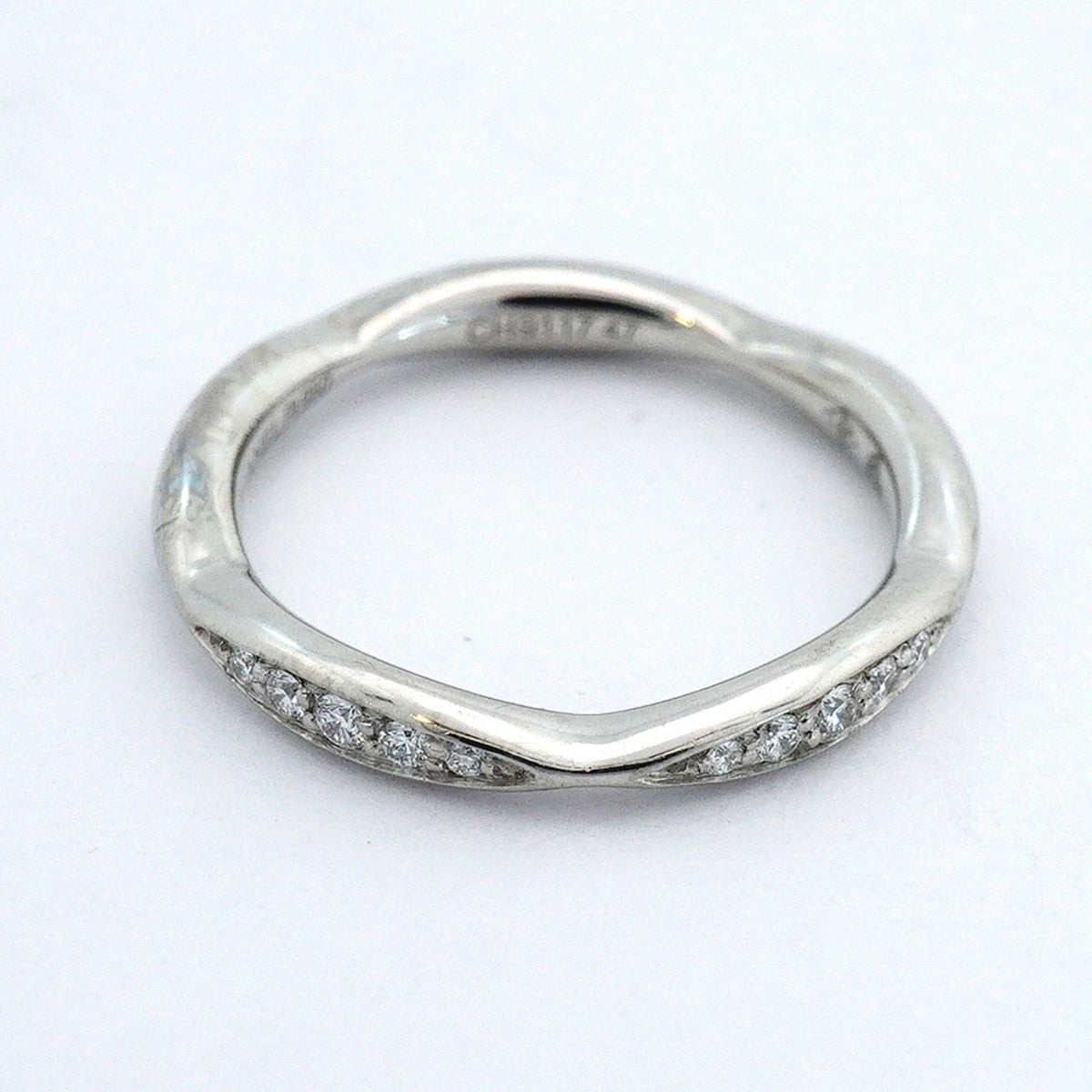 【6jeb0608】シャネル リング カメリア ハーフエタニティ Pt950 プラチナ ダイヤモンド ＃47【中古】レディース
