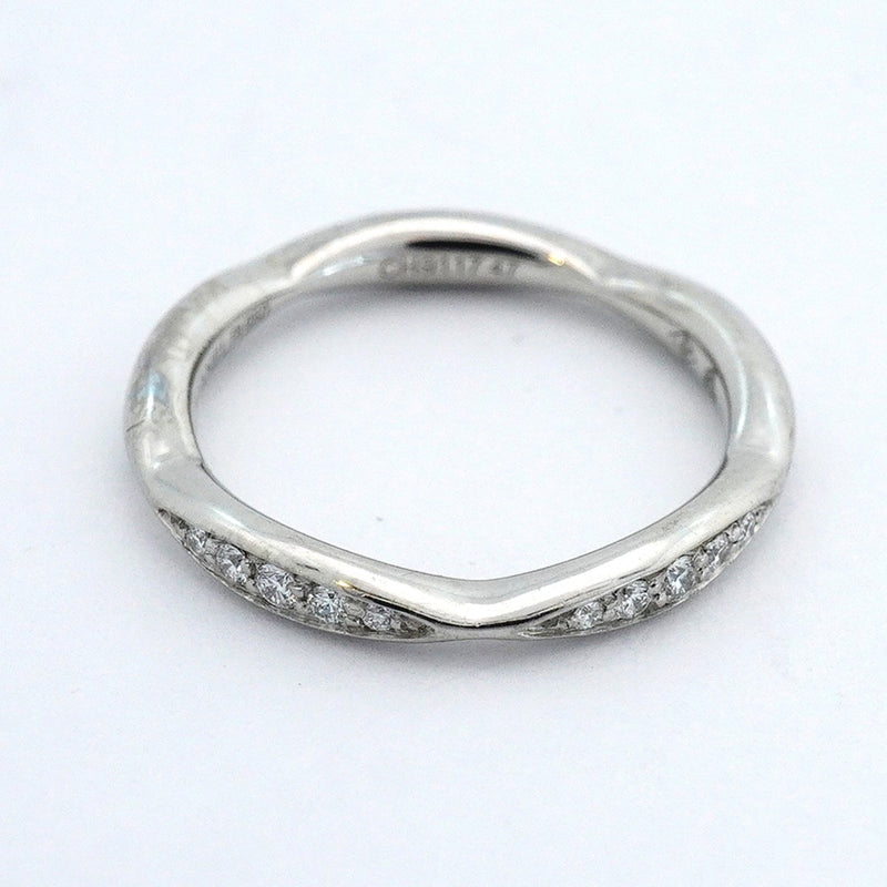 【6jeb0608】シャネル リング カメリア ハーフエタニティ Pt950 プラチナ ダイヤモンド ＃47【中古】レディース