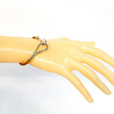 【6jeb0620-k】エルメス ブレスレット ジャンボフック メタル レザー シルバー ブラウン【中古】レディース