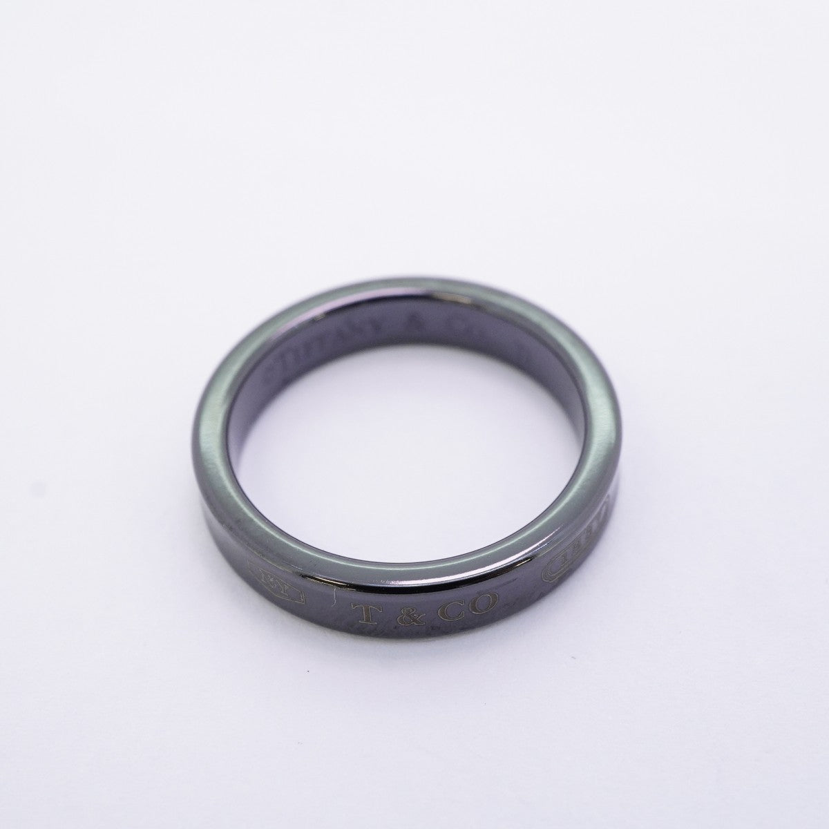 【6jeb0644】ティファニー リング ナロー チタン ブラック 15号【中古】メンズ レディース ユニセックス