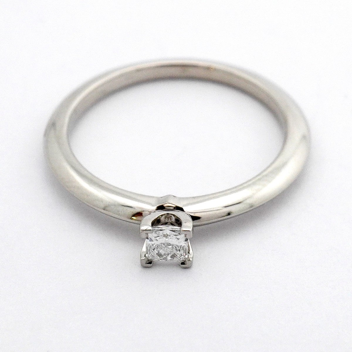 【6jeb0662】ティファニー リング ソリティア スクエアカット 1PD Pt950 プラチナ ダイヤモンド 0.18ct 14号【中古】レディース