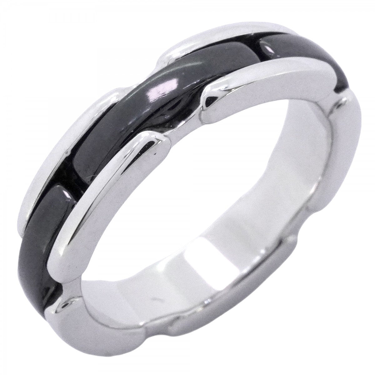 【6jeb0667】シャネル リング ウルトラコレクション K18WG ホワイトゴールド セラミック ブラック ＃47【中古】レディース