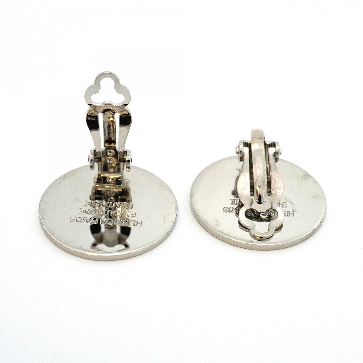 【6jeb0713-k】エルメス イヤリング セリエ メタル シルバー【中古】レディース