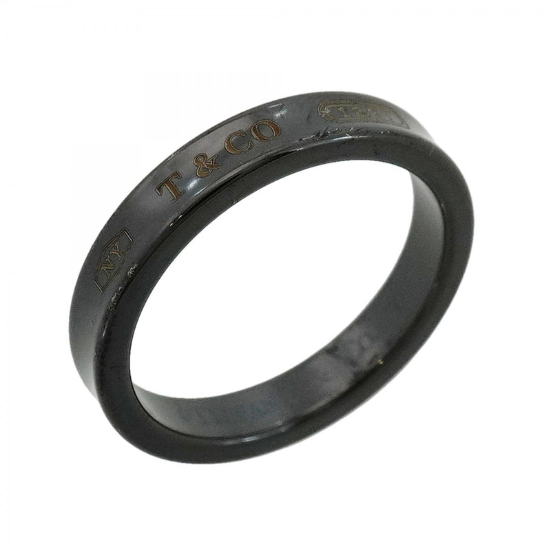 【6jeb0745-k】ティファニー リング ナロー チタン ブラック 19号【中古】レディース