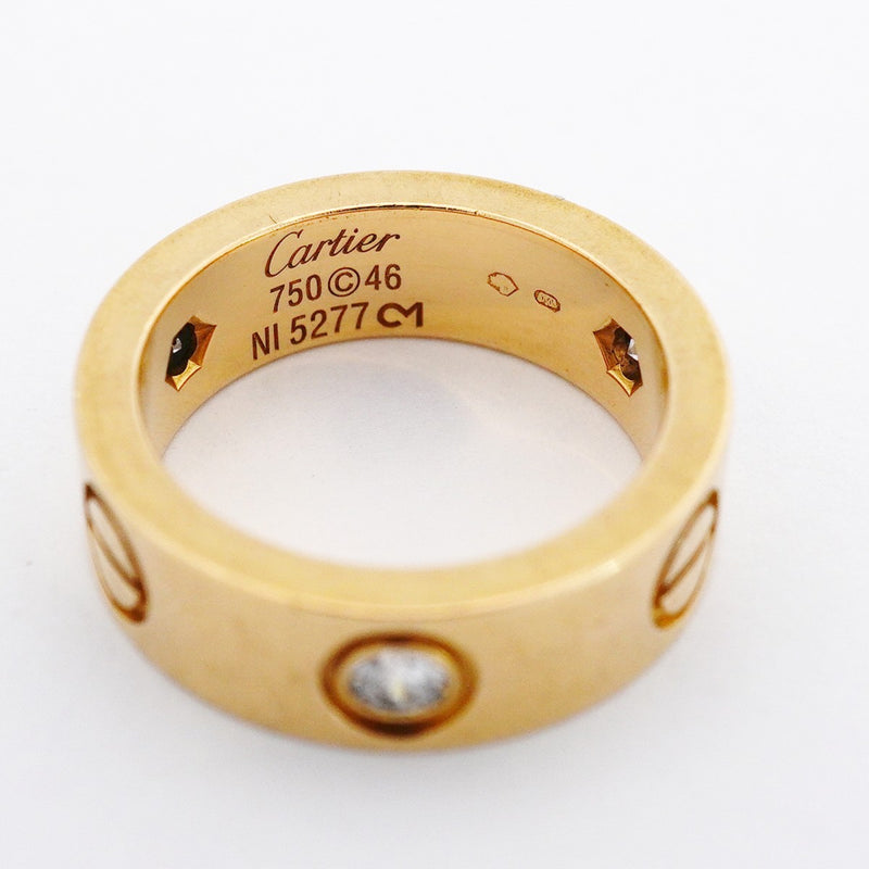 【6jeb0786】カルティエ リング ラブ 3PD K18YG イエローゴールド ダイヤモンド ＃46【中古】レディース