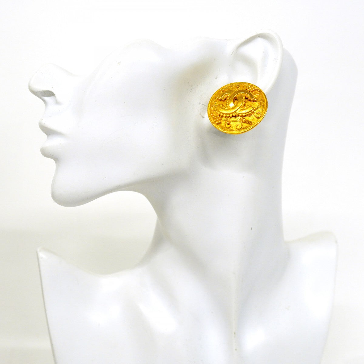 【6jeb0790】シャネル イヤリング ヴィンテージ ココマーク 丸型 サークル GPメッキ ゴールド【中古】レディース