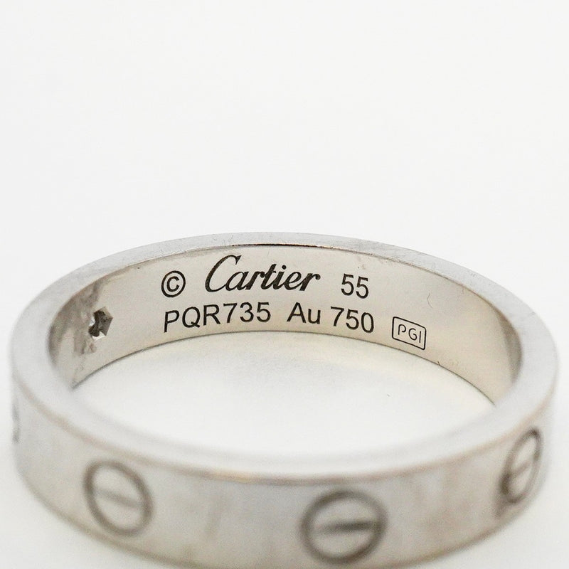【6jeb0809】カルティエ リング ミニラブ 1PD K18WG ホワイトゴールド ダイヤモンド ＃55【中古】メンズ レディース ユニセックス