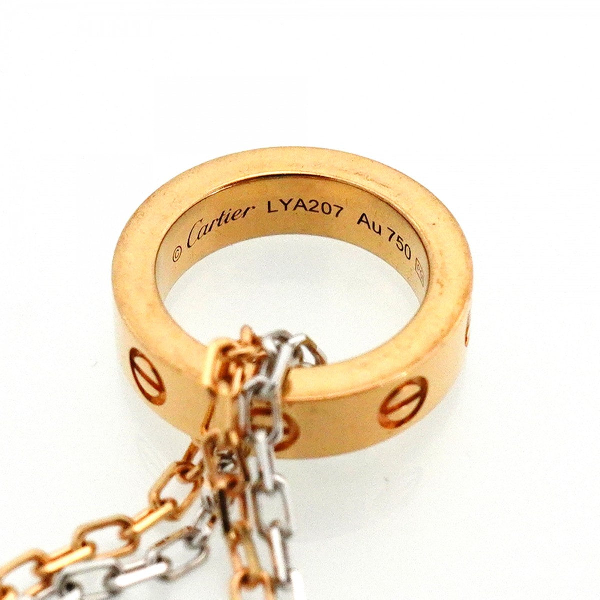 【6jeb0812】カルティエ ネックレス ラブ スリーフープ K18WG ホワイトゴールド K18PG ピンクゴールド ダイヤモンド【中古】レディース