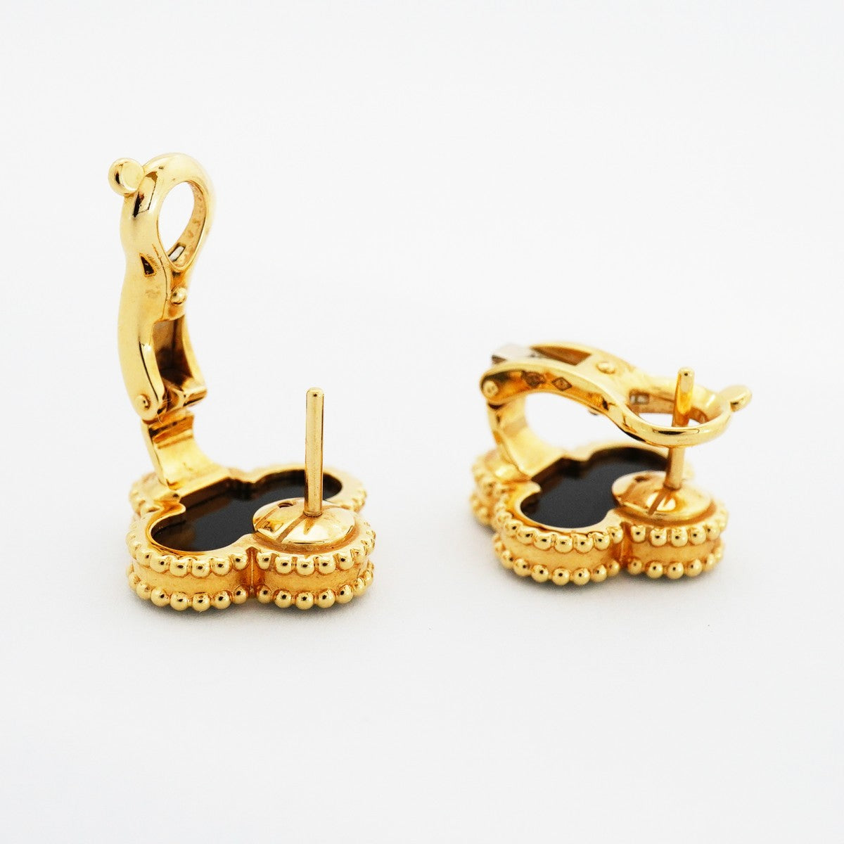 【6jeb0821】ヴァンクリーフ＆アーペル ピアス ヴィンテージ アルハンブラ K18YG イエローゴールド オニキス ブラック【中古】レディース