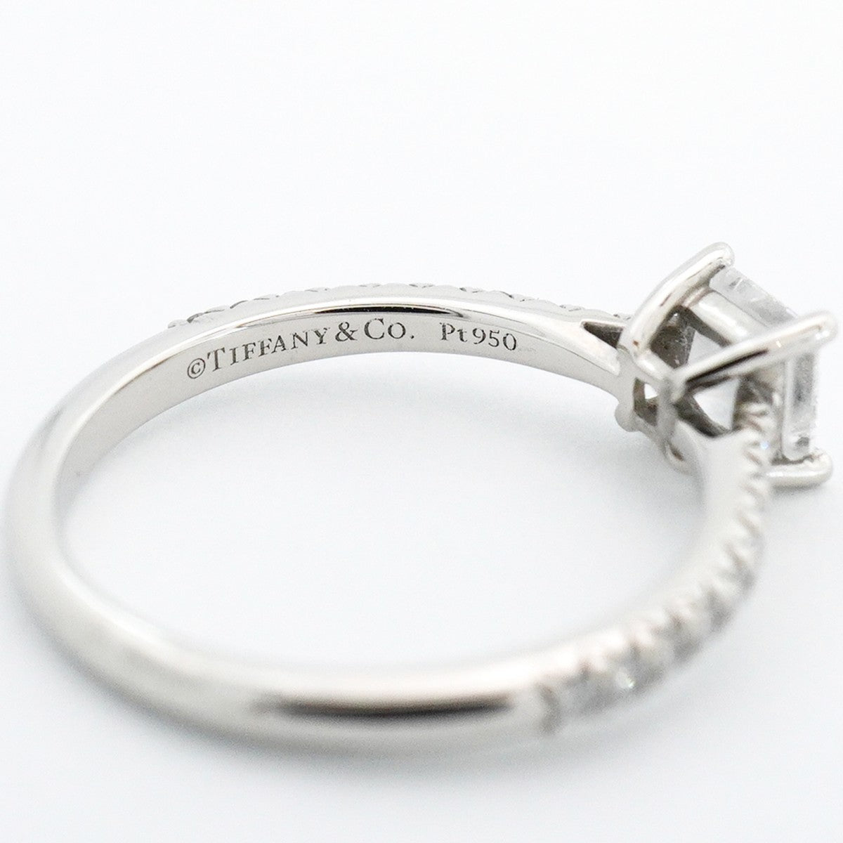【6jeb0822】ティファニー リング ノヴォ/スクエアカット Pt950 プラチナ ダイヤモンド 0.50ct 9号【中古】レディース