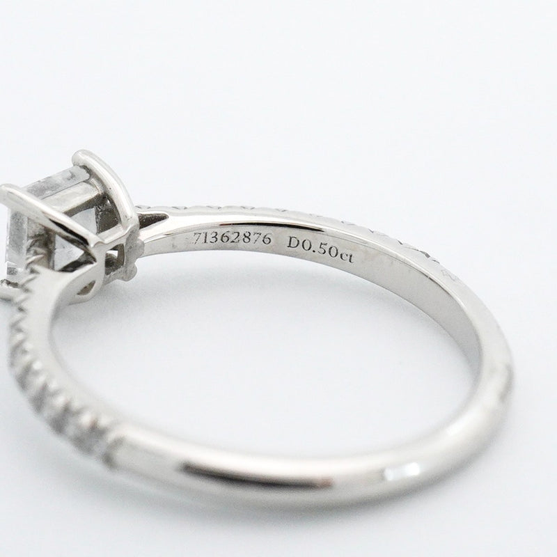 【6jeb0822】ティファニー リング ノヴォ/スクエアカット Pt950 プラチナ ダイヤモンド 0.50ct 9号【中古】レディース