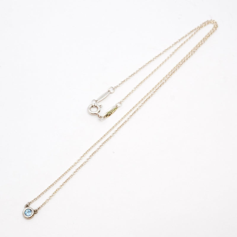 【6jeb0839-k】ティファニー ネックレス バイザヤード シルバー925 アクアマリン ブルー【中古】レディース