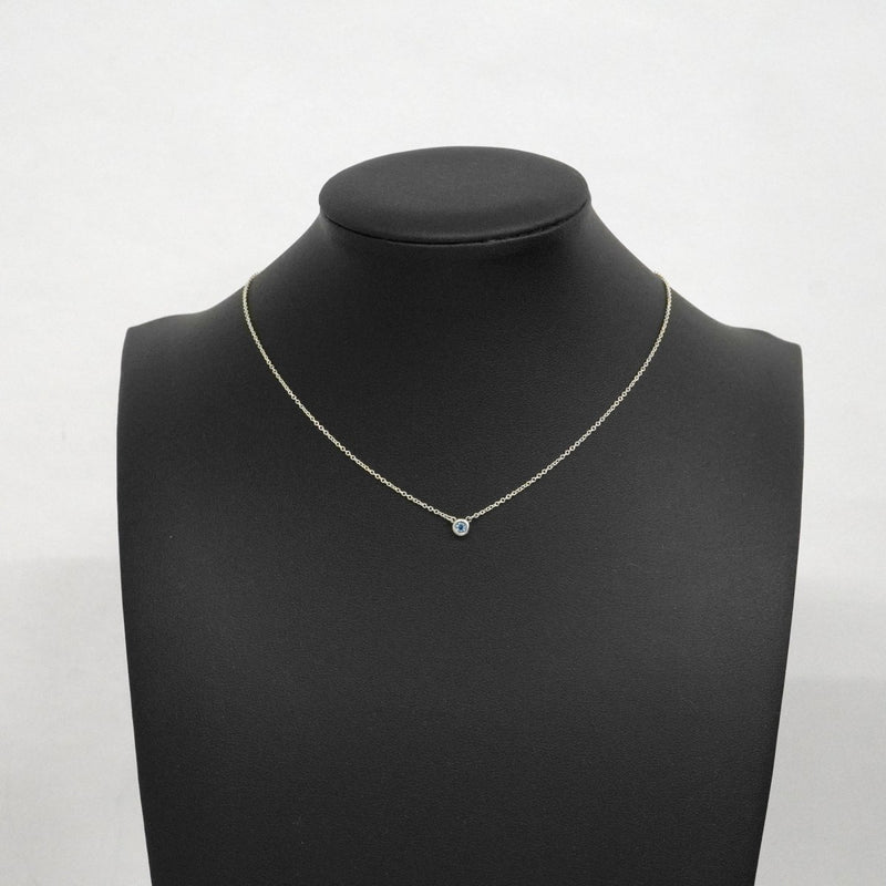 【6jeb0839-k】ティファニー ネックレス バイザヤード シルバー925 アクアマリン ブルー【中古】レディース