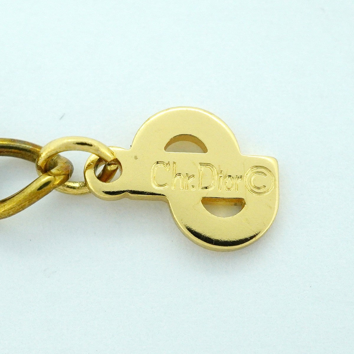 【6jeb0870-k】クリスチャンディオール ネックレス GPメッキ ラインストーン ゴールド【中古】レディース