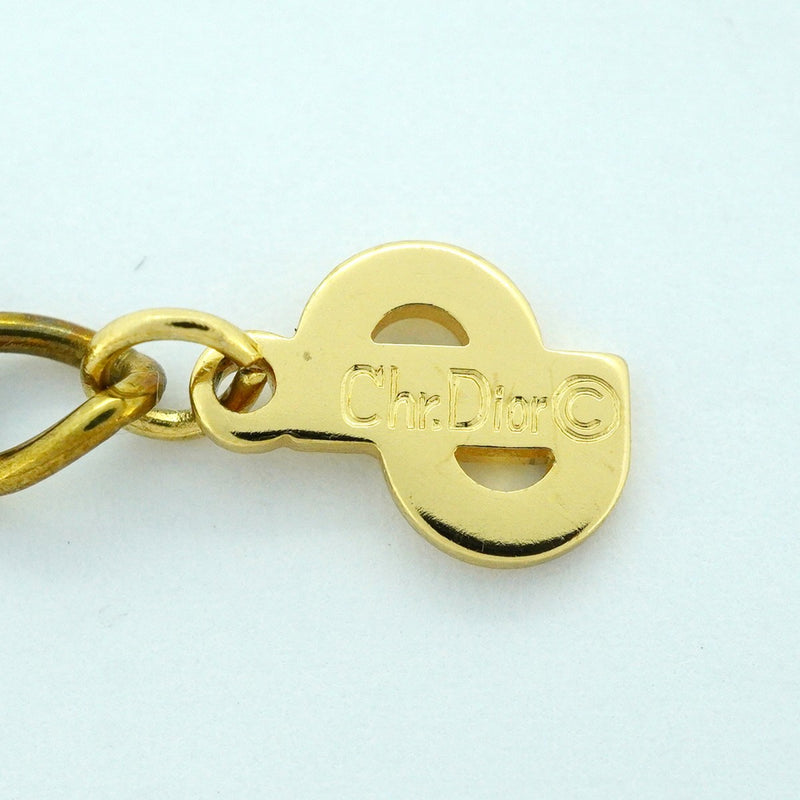 【6jeb0870-k】クリスチャンディオール ネックレス GPメッキ ラインストーン ゴールド【中古】レディース