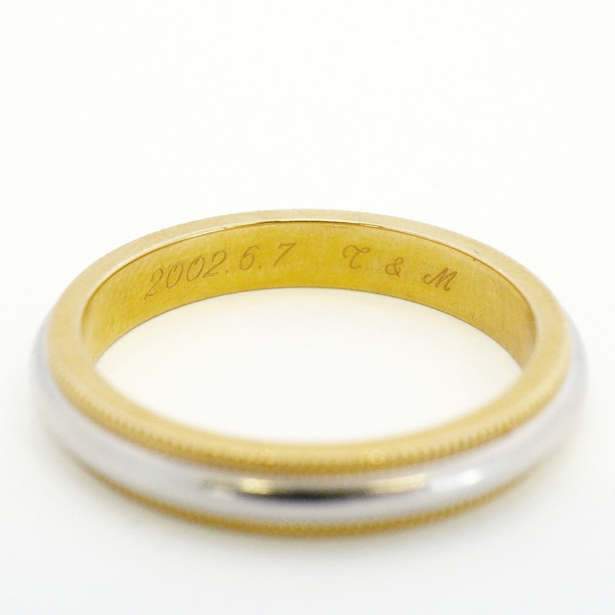 【6jeb0884】ティファニー リング ミルグレイン K18YG イエローゴールド Pt950 プラチナ 16号【中古】レディース