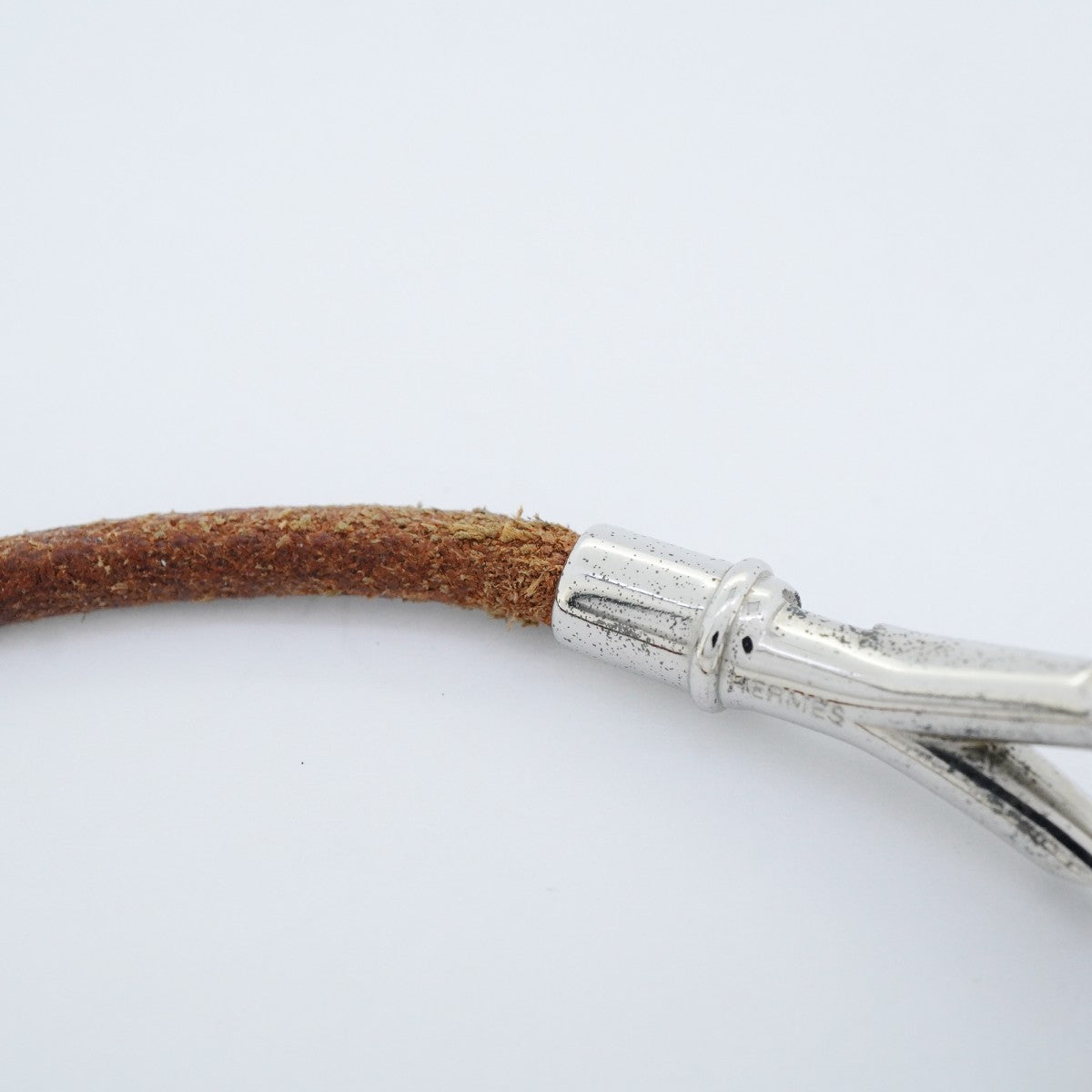 【6jeb0903】エルメス ブレスレット アタメ メタル レザー シルバー ブラウン【中古】レディース
