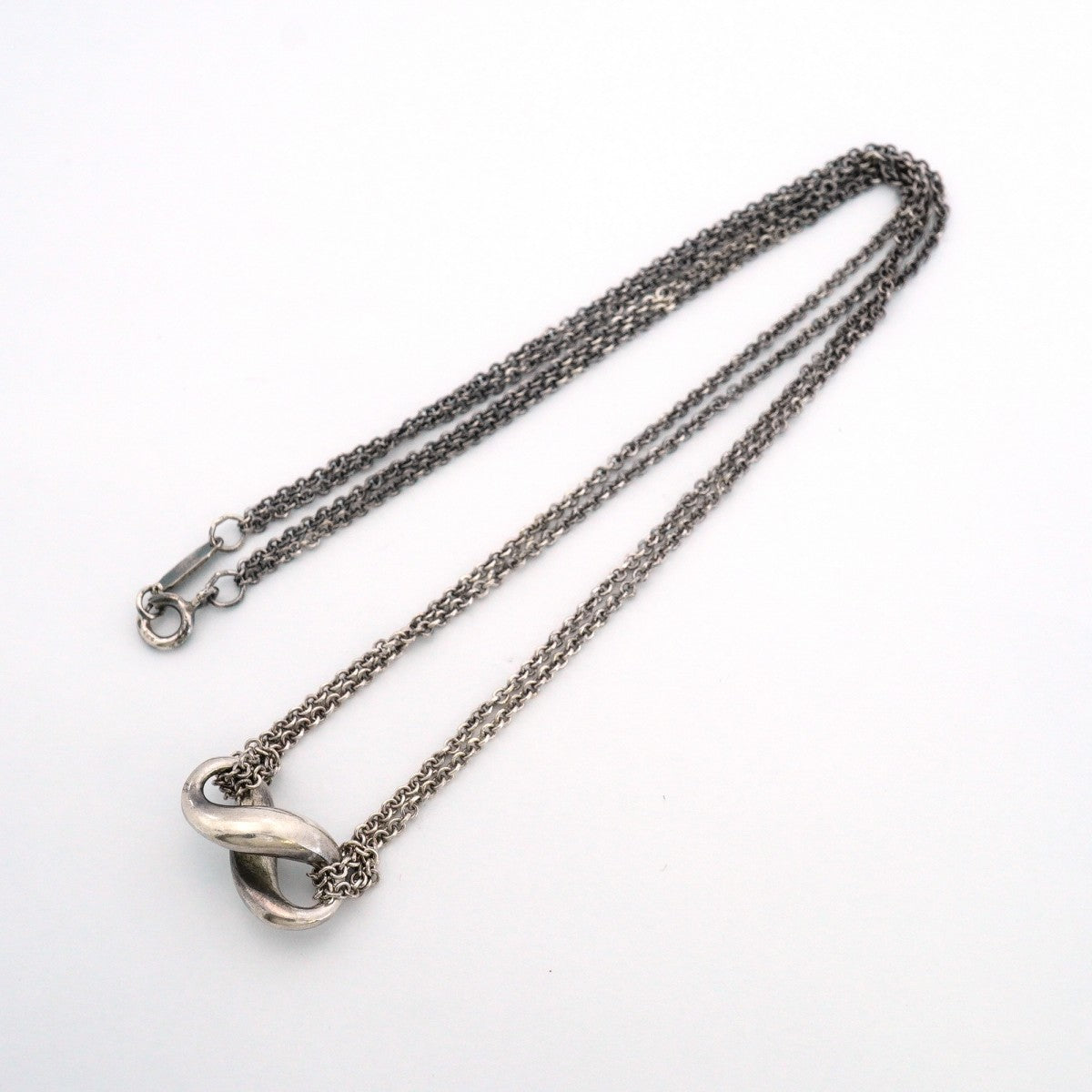【6jeb0919-k】ティファニー ネックレス インフィニティ ダブルチェーン シルバー925【中古】レディース