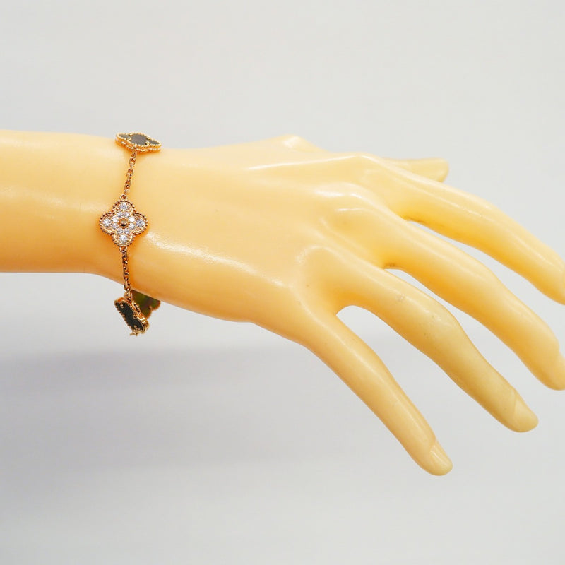 【6jeb0937】ヴァンクリーフ＆アーペル ブレスレット ヴィンテージ アルハンブラ K18PG ピンクゴールド ダイヤモンド グレーシェル【中古】レディース